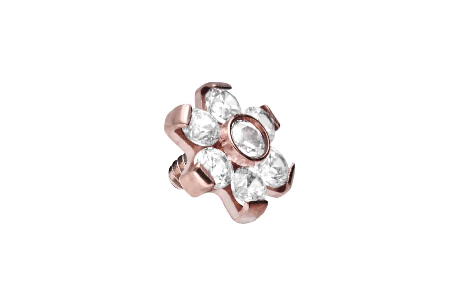 Titan Schraubaufsatz mit Außengewinde BLUME MIT 7 KRISTALLEN ++SALE++ von Piercingline